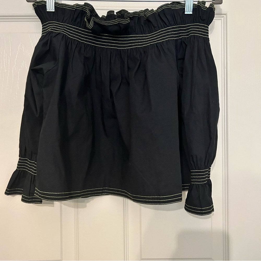 Hunter Bell Off Shoulder Balloon Sleeve Black Top EUC‎ Size XS